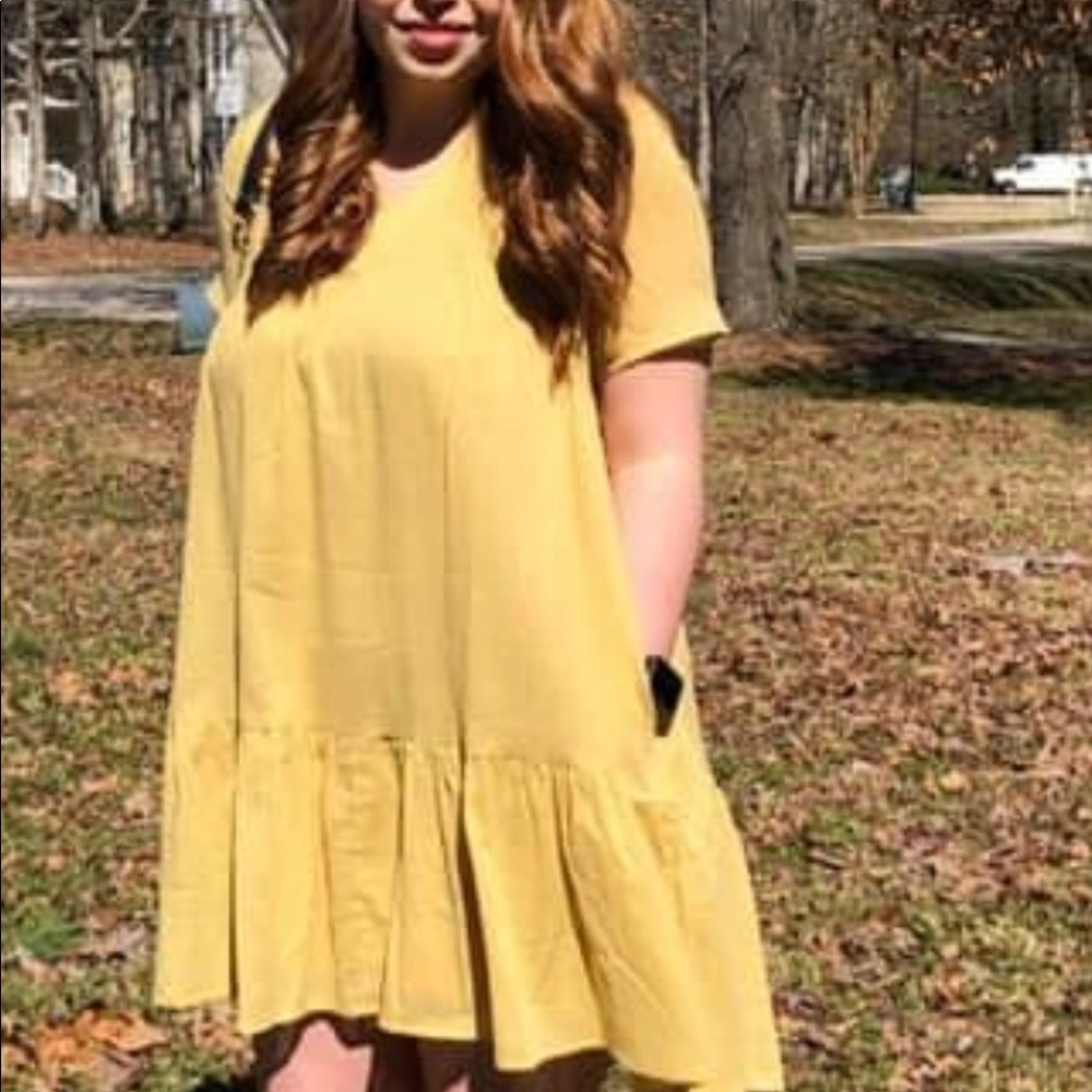 Mustard babydoll dress